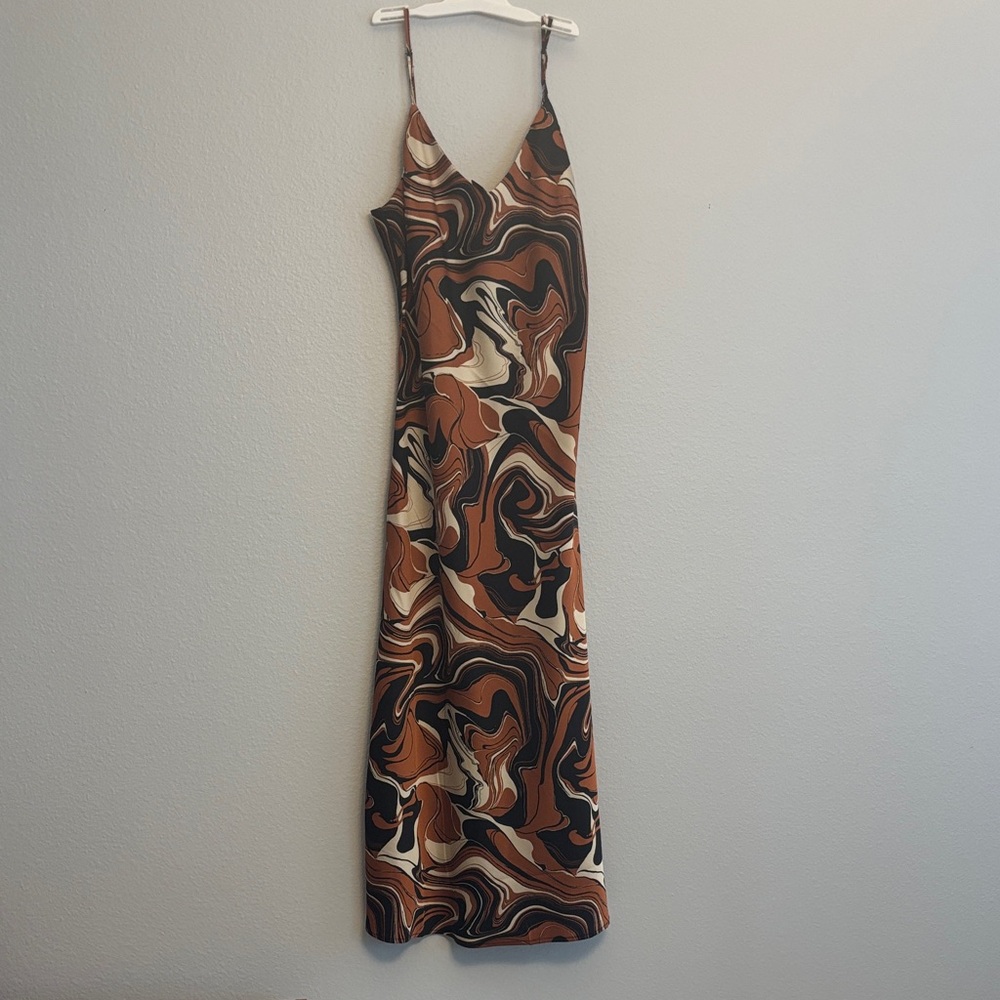Forever 21 Swirl Maxi Dress in Black, Brown, and Cream